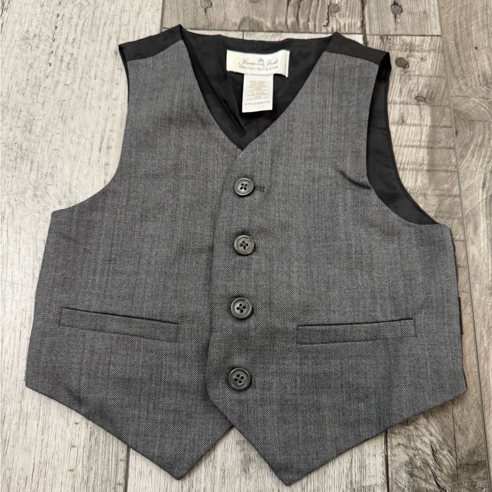 Janie and Jack Boy Winter Wool Special Occasion Vest 18-24 Months Gray